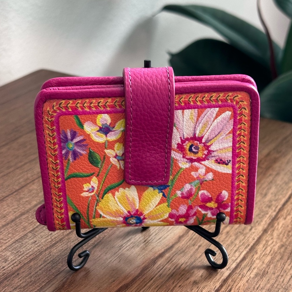 NWT - Brighton "French Garden" Floral Wallet w/Pink Trim - See Video!